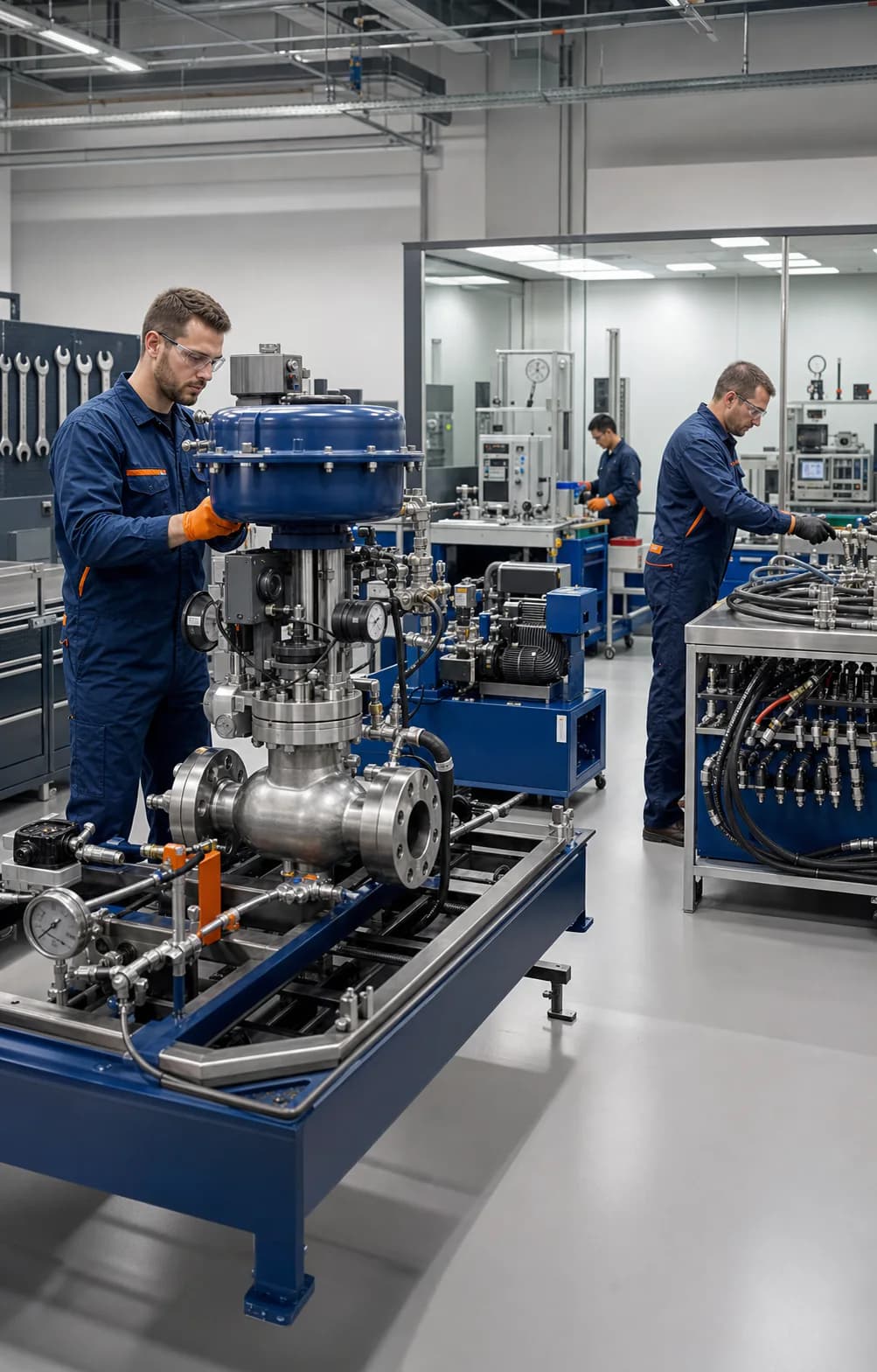 Industrial engineers reviewing a process equipment package